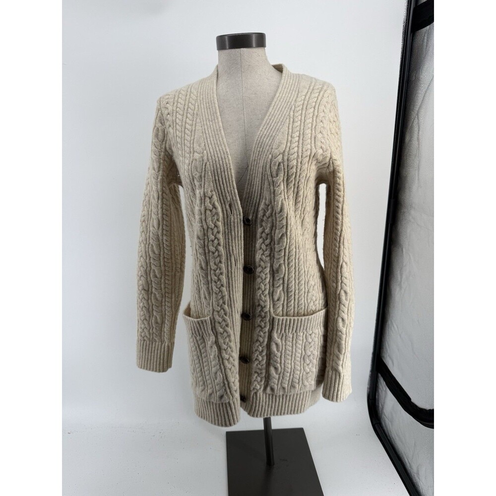 Duluth Trading Wool Cashmere Blend Fisherman Cable Knit Cardigan Sweater S - Picture 3 of 14